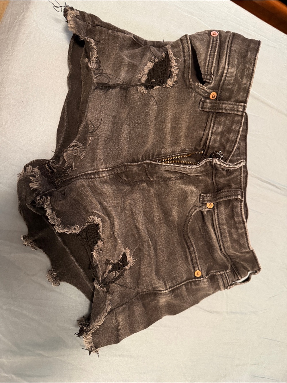 American Eagle Outfitters Distressed Charcoal Denim Shorts